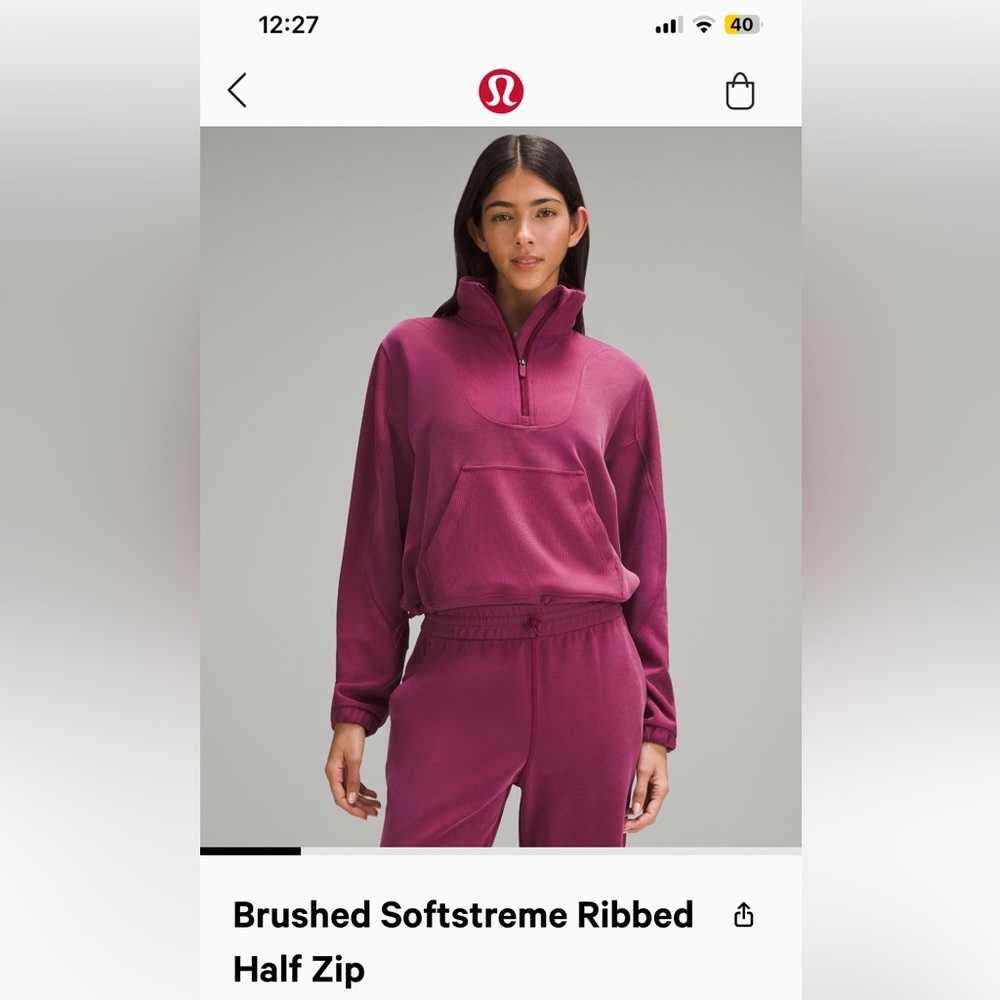 Lululemon Brushed softstreme ribbed half size